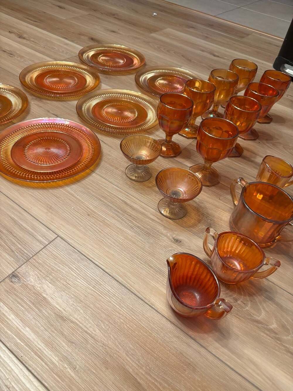 Vintage Marigold Carnival Glass Collection Fairy Light Glass Sunset Luminescent